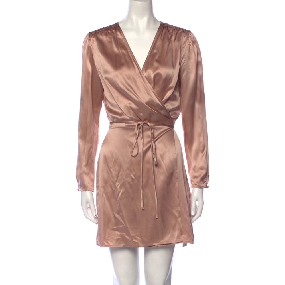 NWT Reformation pink silk Rogers wrap dress